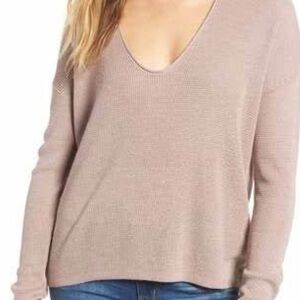 BP Blush V-Neck Sweater Textured Stitch Pullover XS
